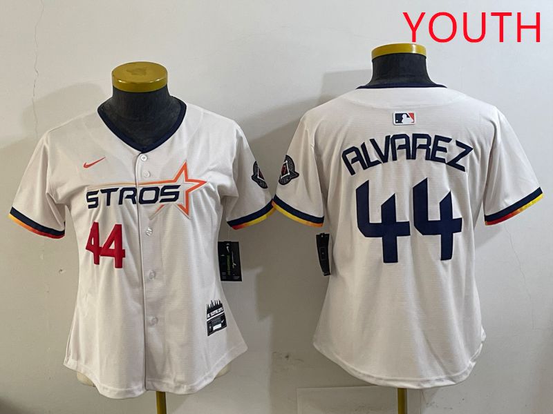 Youth Houston Astros #44 Alvarez Cream Three generations Joint Name 2025 Nike MLB Jersey style 4->youth mlb jersey->Youth Jersey
